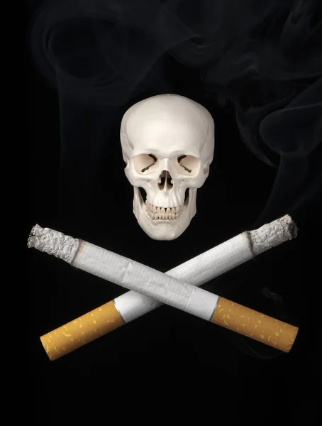Lebka a cigarety Stock Obrázky