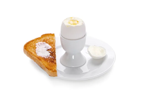 Boiled Egg with Toast — Stock Photo, Image