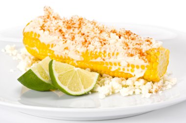 Corn with Cheese and Lime. clipart