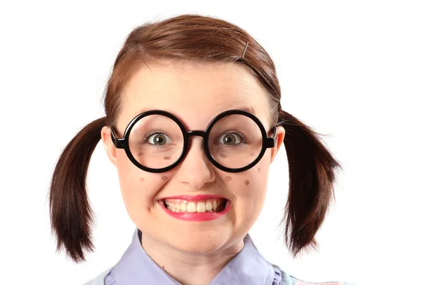 Fake-Geeky aussehende Teenager-Mädchen Stockbild