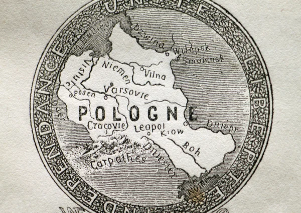 Stará mapa Polska, makro — Stock fotografie