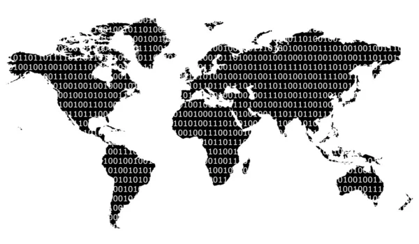 Carte du monde binaire — Photo