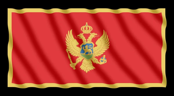 Montenegro flag, isoleret på sort baggrund med klipning sti - Stock-foto