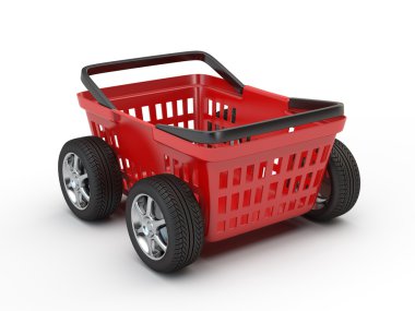 Shopping basket on wheels clipart