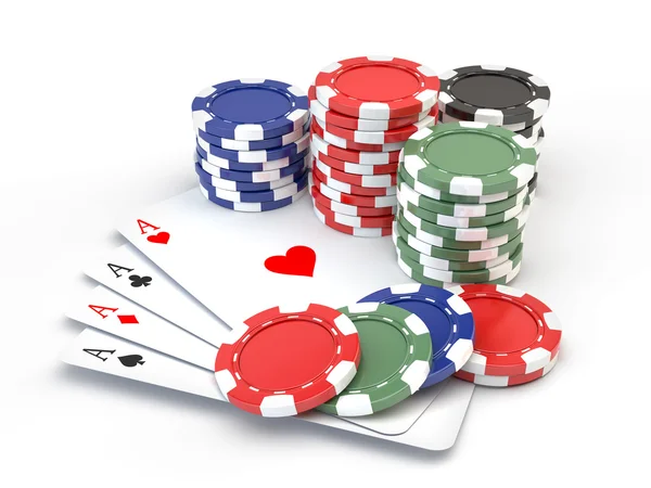 Hazard, żetonów i kart do gry — Zdjęcie stockowe