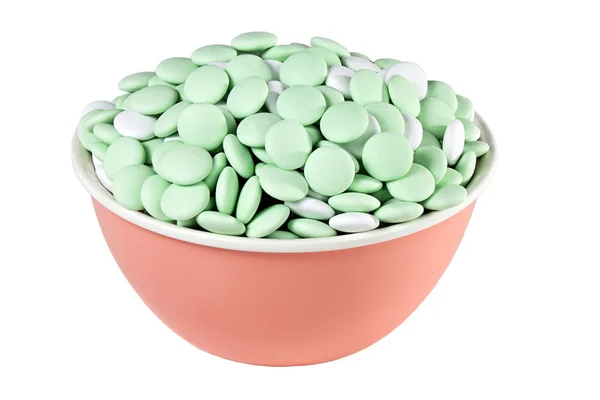 Candy in a pink bowl — Stock Photo, Image