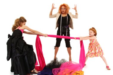 Angry Spoiled Pageant Girls Fighting Over Dress Designer clipart