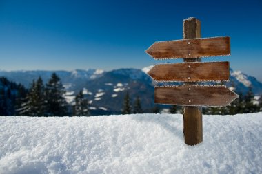 ahşap işareti olan Alp Panoraması
