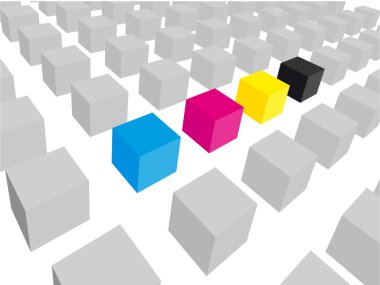 Colorful and gray cubes clipart