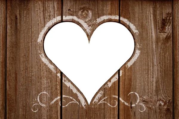 Καρδιά σε ξύλινο φράκτη — Φωτογραφία Αρχείου