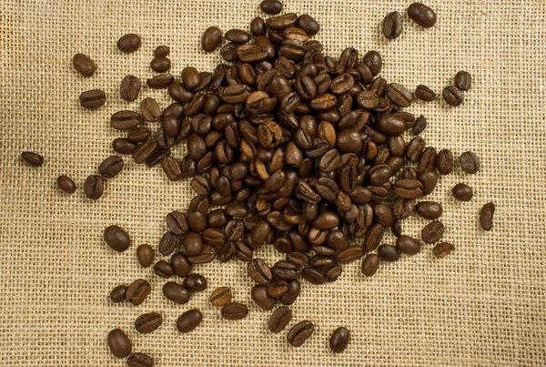 Coffee beans on burlap — Stock Photo, Image