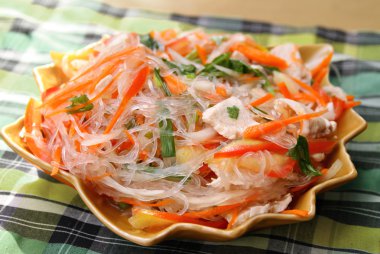 Thai spicy salad with rice noodles clipart