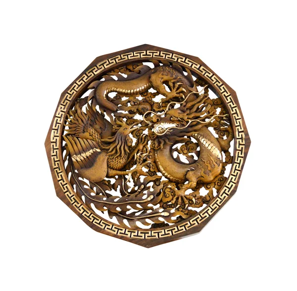 Decorative carved adornment of teak wood — Stock Photo, Image
