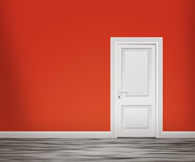 Door in the Red Wall Background clipart