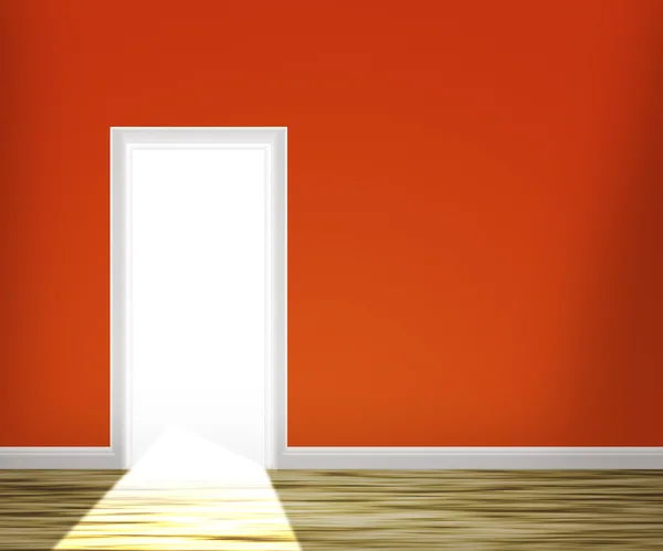 Drzwi w tle czerwone ściany — Zdjęcie stockowe