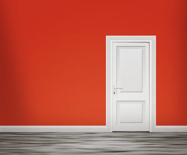 Drzwi w tle czerwone ściany — Zdjęcie stockowe