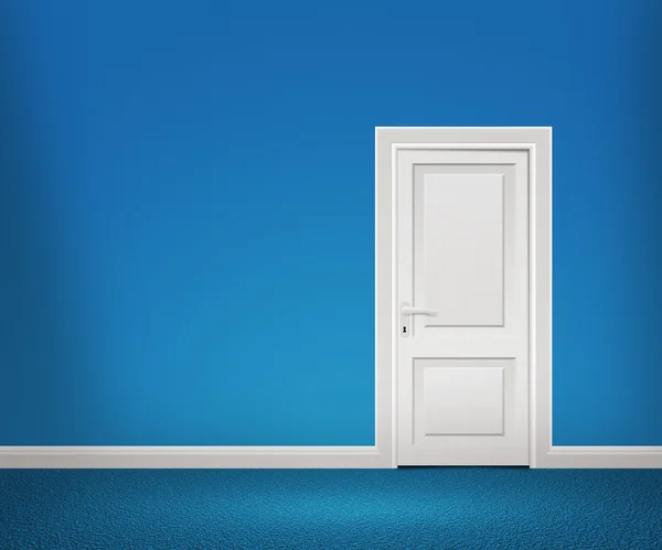 Drzwi w ścianie niebieski — Zdjęcie stockowe