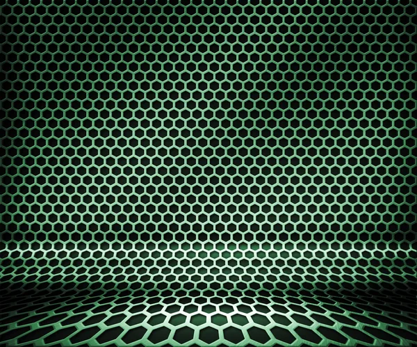 Tło zielony hex siatce metalowe — Zdjęcie stockowe