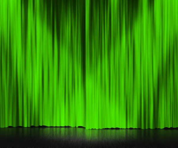 Fundo de palco de cortina verde — Fotografia de Stock