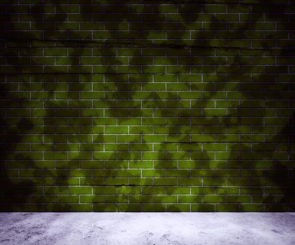 Βρωμιά τούβλο πράσινο φόντο τοίχο — Φωτογραφία Αρχείου
