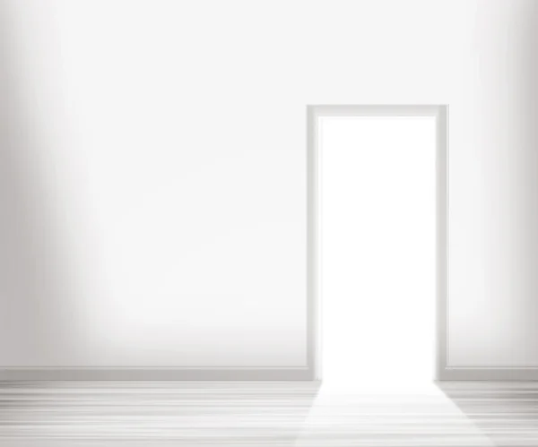 Otwarte drzwi w białym murze — Zdjęcie stockowe