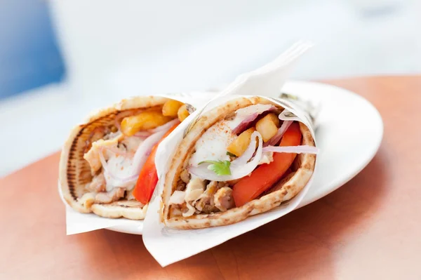 希腊 streetfood-陀螺仪 免版税图库照片