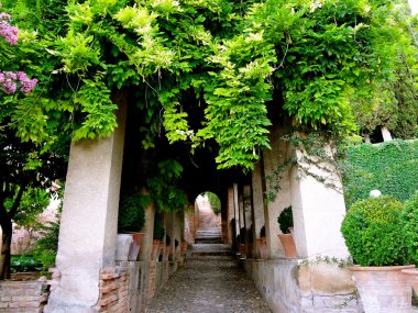 Açık walkway alhambra, granada, İspanya