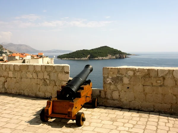 stock image Cannon in Old Walled City in Dubrovnik, Croatia