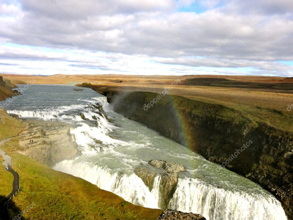 Rainbow over Gullfoss Waterfall - Iceland