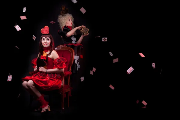 The queens of hearts and clubs — Stock Photo, Image