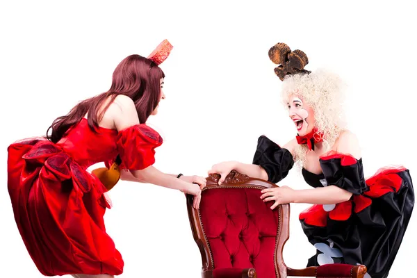 Two queen of hearts and clubs — Stock Photo, Image