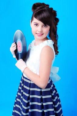 Beautiful girl with record clipart