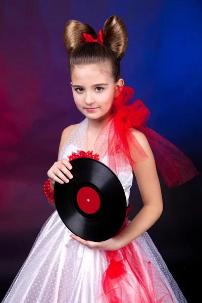 A girl with record — Stock Photo, Image