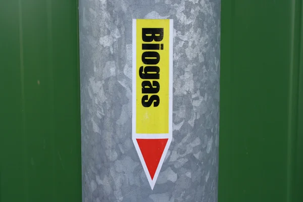 stock image Biogas sign on a pipe