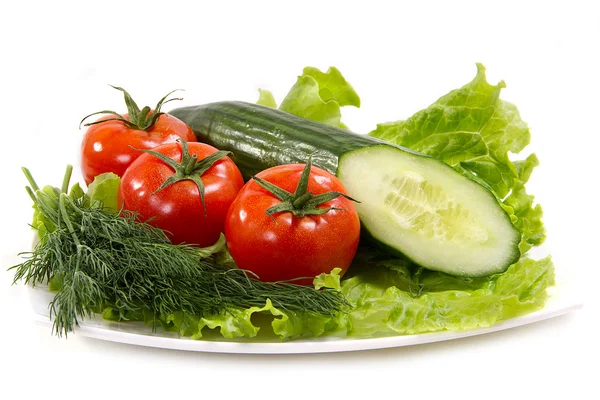 Čerstvá zelenina a bylinky na bílém pozadí — Stock fotografie