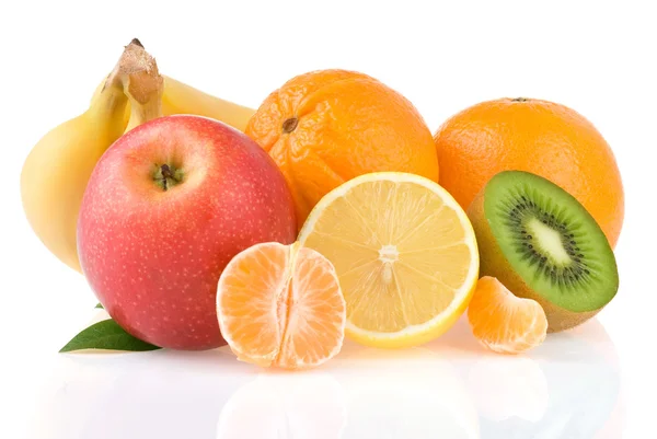 Fresh fruits and slices isolated — Stock Photo, Image
