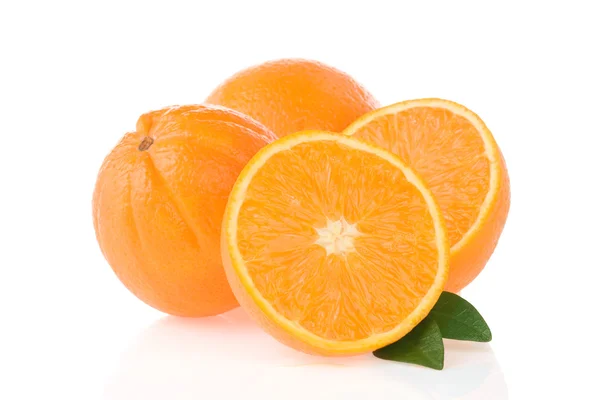 Orange fruit and slices isolated on white — Stock Photo, Image