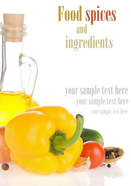 Potravinářské oleje a rostlinných izolovaných na bílém — Stock fotografie