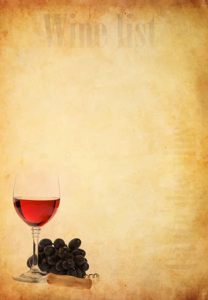 Vin en verre et pamplemousse sur vieux papier — Photo