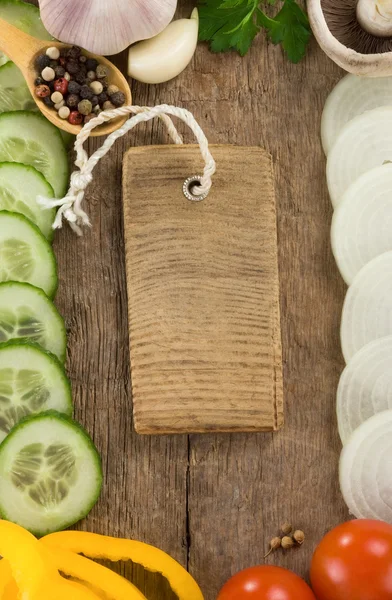 Alimento vegetal saludable en el fondo de madera —  Fotos de Stock