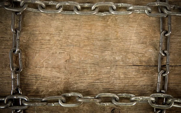 Wood texture and chain — Stock Photo, Image