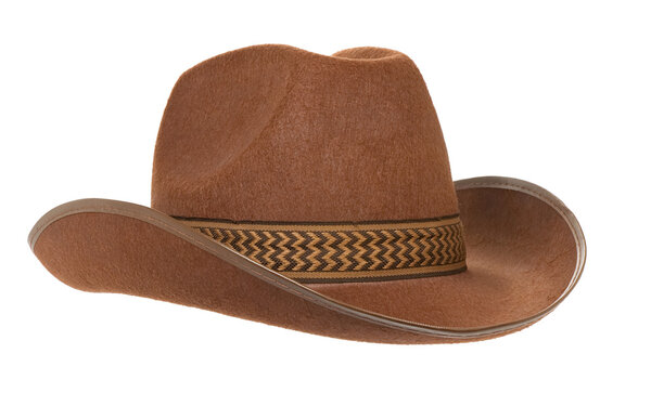 Brown cowboy hat isolated on white