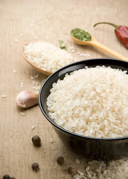 Рис и здоровая пища — стоковое фото