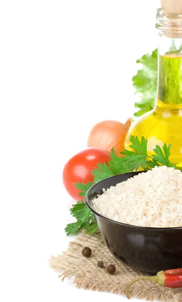 Rýže a zdravé potraviny — Stock fotografie