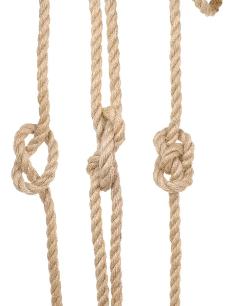 Ship ropes with a knot — Stock Photo, Image