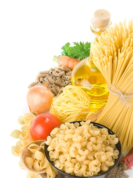 Raw pasta and healthy food — Stock Photo, Image