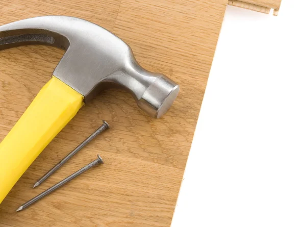Hammer and nails isolated on whit — Stock Photo, Image