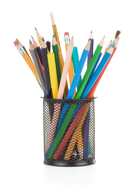 Держатель полный ручки и карандаша — стоковое фото