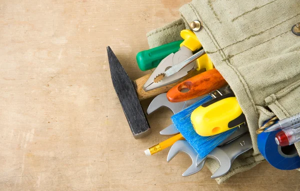 Tools construction and bag — Stock Photo, Image