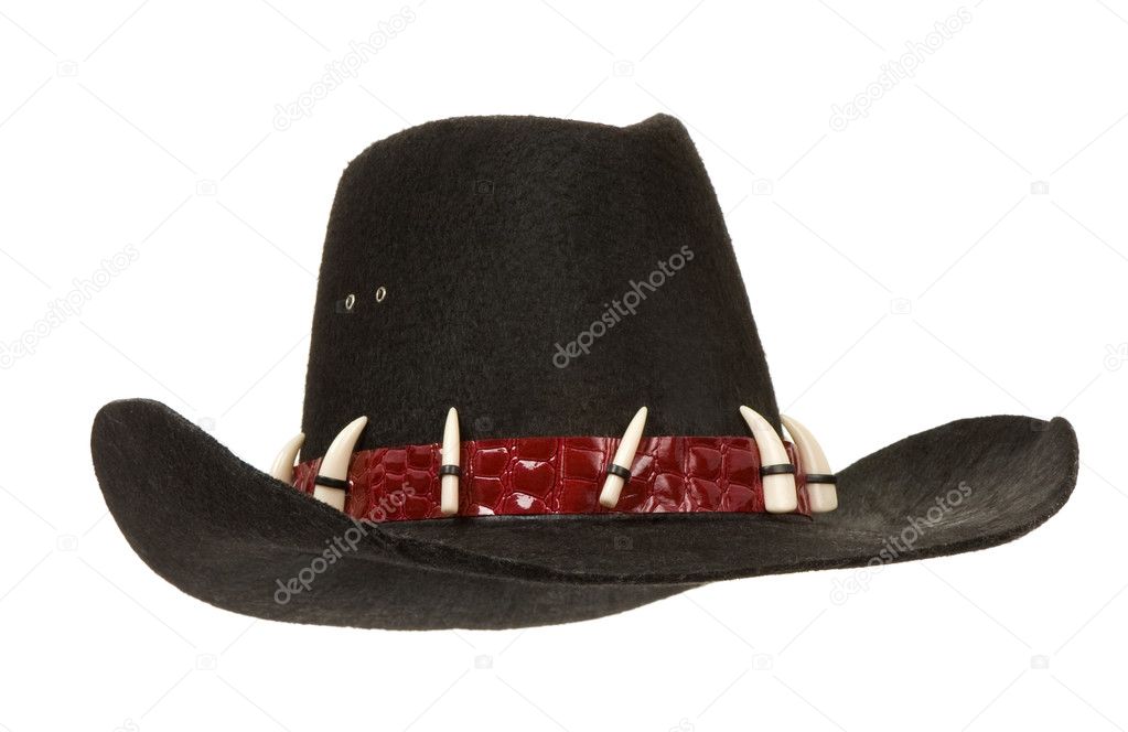 Black cowboy hat isolated on white